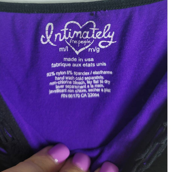 Intimately Free People Black Crochet Purple Date Night Vacation Dress M/L NWT - Picture 5 of 5